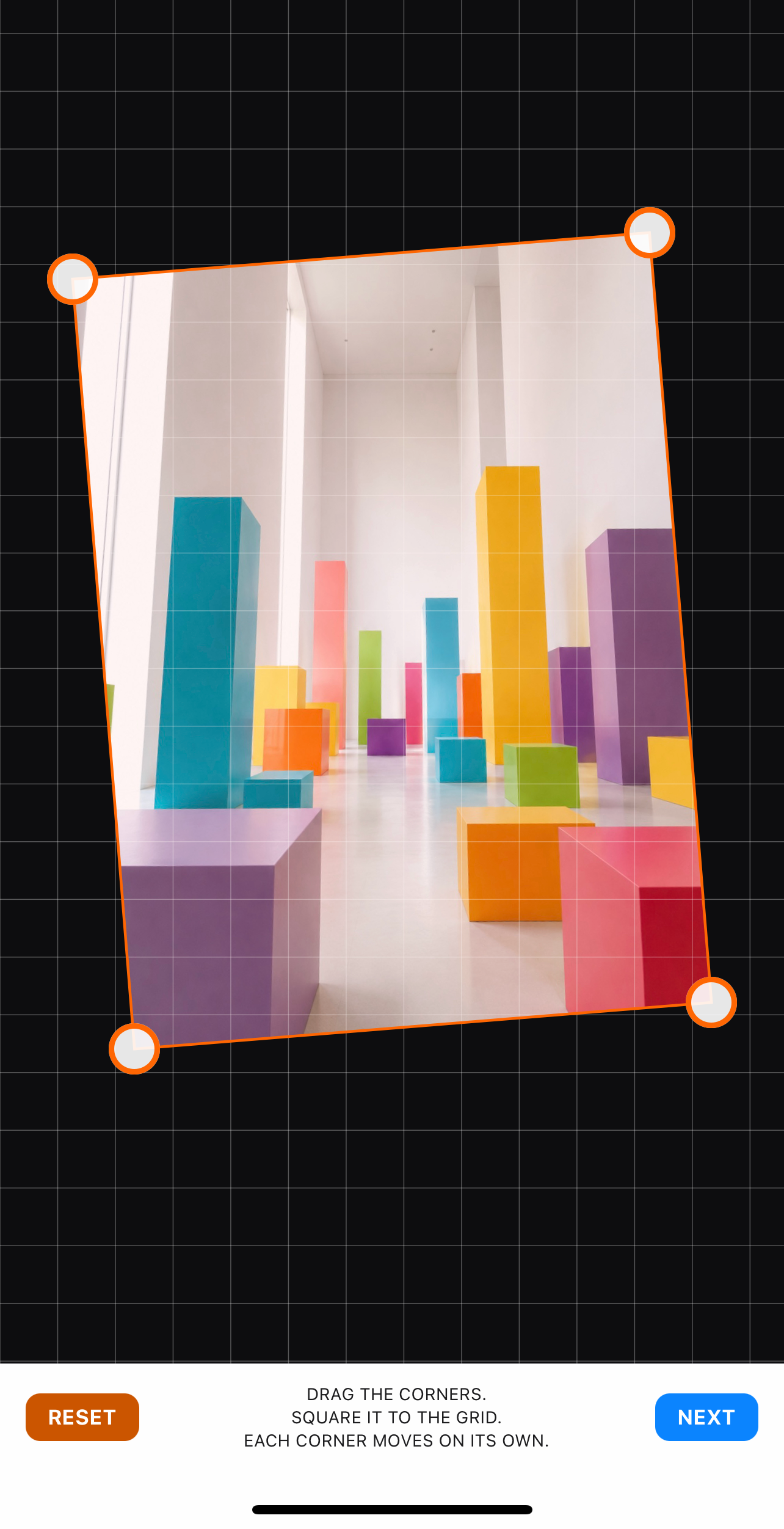 Warp before: corners not yet aligned