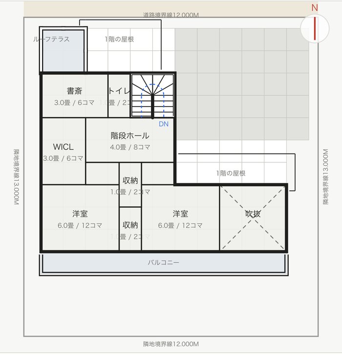 部屋配置の完成図：壁が自動で生成された状態
